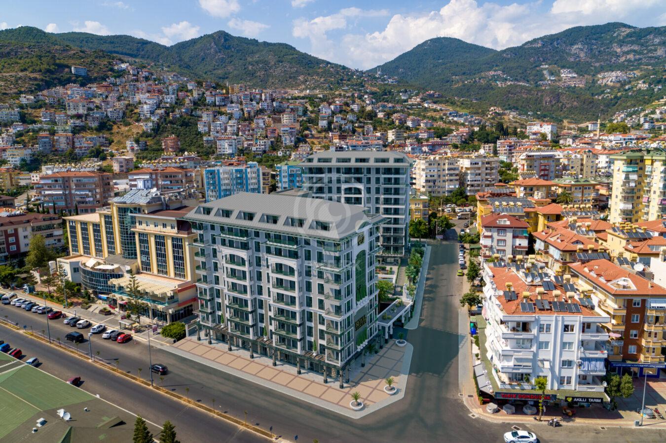 Новые апартаменты 1+1 в центре Аланьи резиденция Royal Towers Alanya